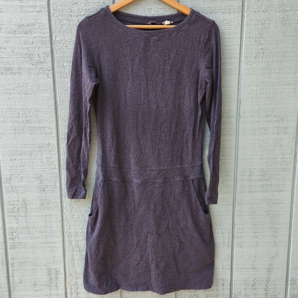 Merrell Marcy Performix Cotton Wool Long Sleeve Drop Waist Dress sz S Dark Gray